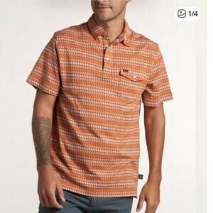 Howler Brothers Ranchero Jacquard Polo Pearl Snap Shirt XL Orange Aztec Western